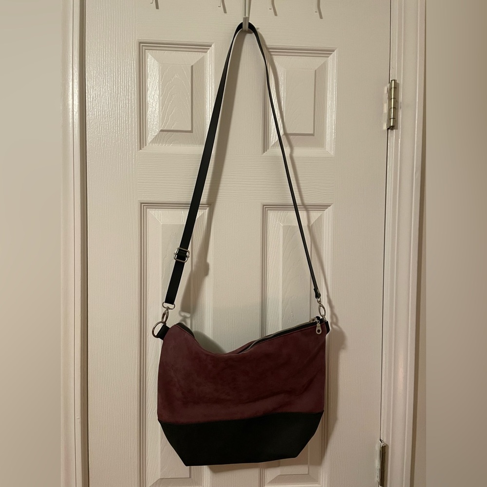 Leather Purse - Plum / Black